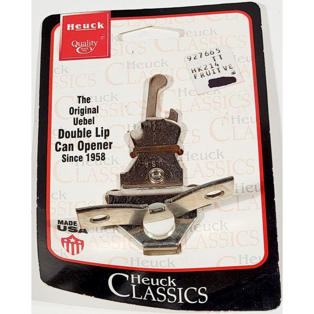 Vintage Heuck The Original Double Lip Can & Bottle Lip Opener #Hk214 Made In USA